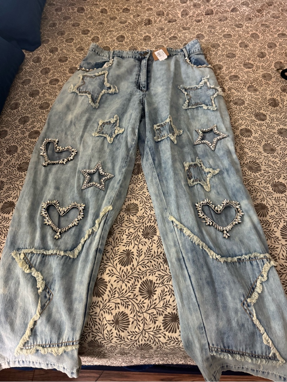 A Rare Bird Light Wash Embellished Star & Heart Women Jeans